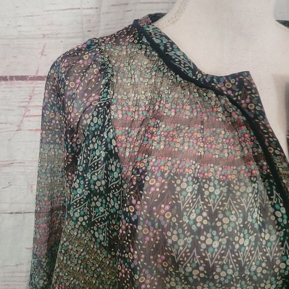Anthropologie Maeve Sheer Multicolor Blouse Size Small - Picture 4 of 6